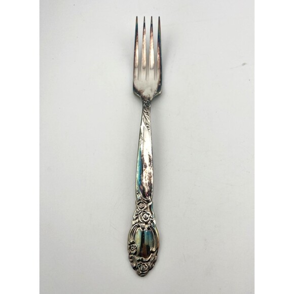 Vtg ONEIDA Silversmiths Silverplate DINNER FORK Rose Floral Ballad Country Lane - Picture 1 of 11